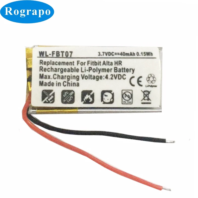 New Li-ion Polymer 40mAh Replacement Battery For Fitbit Alta HR AltaHR Batteries Accumulator 2-wire