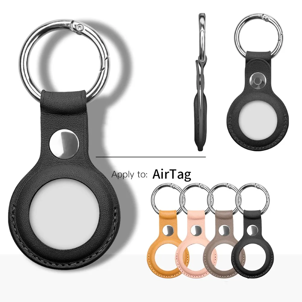 

TPST AirTag Case Genuine Leather Protective AirTags Case Cover with Anti-Lost Keychain Protective Bumper Case Compatible Airtag
