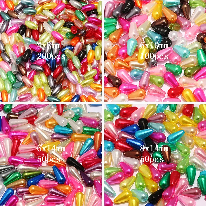 

Mixed Colors Imitation Pearl Straight Hole Beads Drop Shape Acrylic Beads For Jewelry Making DIY Bracelet Accessories Wholesale