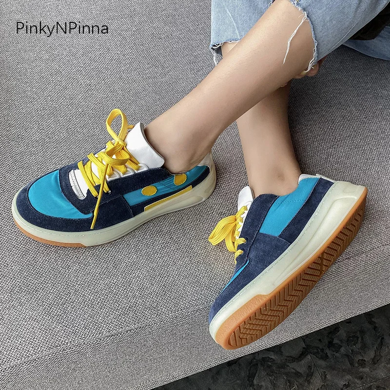 

2020 fall new arrival youngster holiday women street casual shoes genuine leather platform flat preppy fashion sneakers light