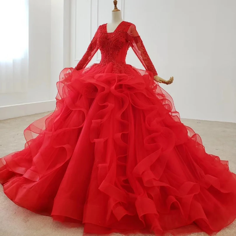 BGW 2247ht Prom Dresses 2020 Square Collar Long Sleeve Beading Tassel On Shoulder Evening Dress Long Vestidos De Fiesta De Noche