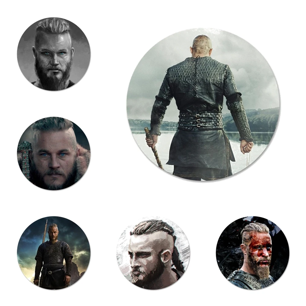 

Значки Ragnar Lothbrok Vikings, значки, значки, металлические значки для украшения одежды и рюкзака, 58 мм