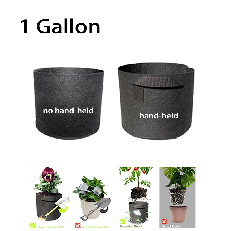 

1 Gallon Plant Grow Bags Garden Tools Fabric Pot Jardim Home Gardening Flowers Plant Growing Grow 1/5pcs