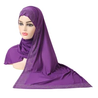 h287 beautiful muslim amira hijab with shawl wrap rhinestones pull on amira islamic scarf head wrap