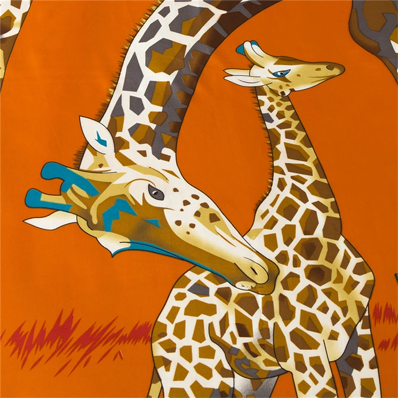 

New Women's Scarf 130CM Giraffe Family Fashion Luxury Brand Wrap Head Hair Scarf Handkerchief For Head Ladies Shawl Scarf