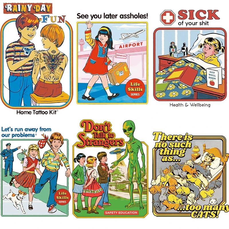 

Dark Humor Cartoon Patches Thermal Stickers on Clothes Iron-on Transfers for Clothing Thermoadhesive Patch Diy Applique for Kids