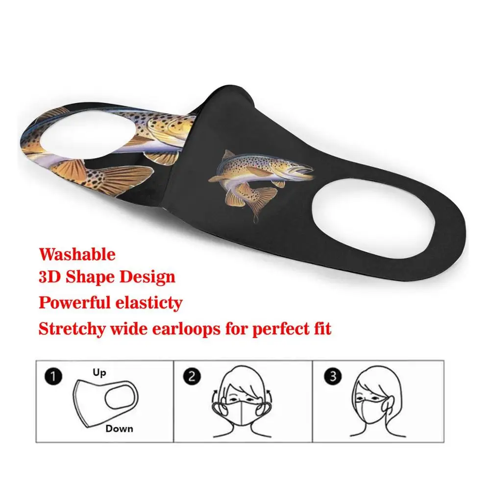 Коричневая форель модная маска для рыбалки женщин и мужчин рта многоразовая