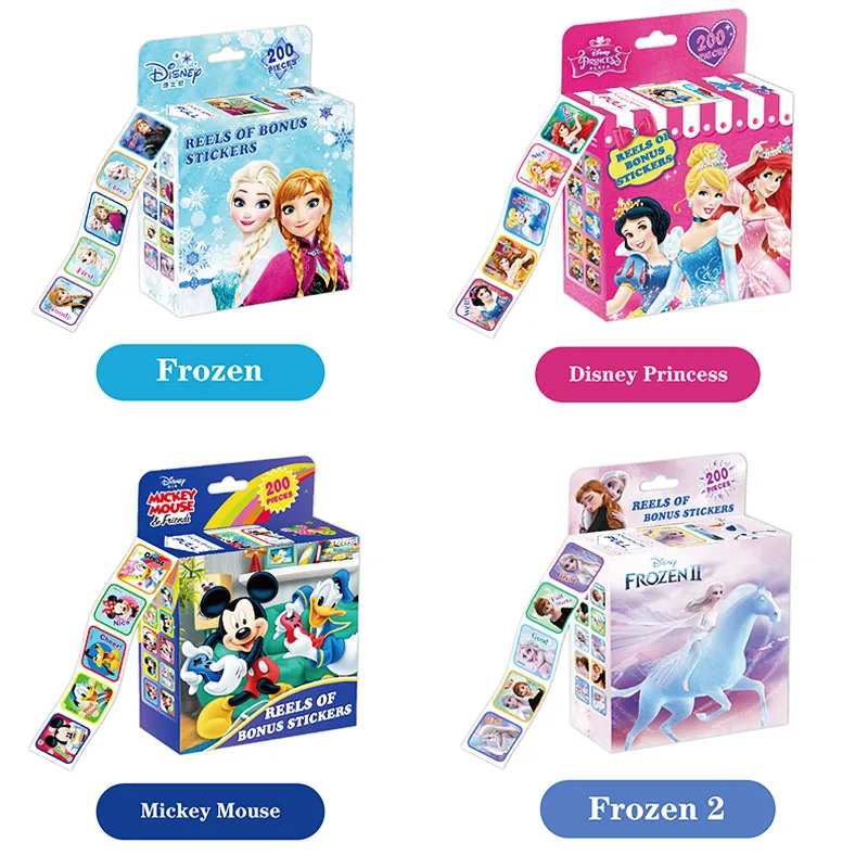 

200 Sheets Cartoon Disney Frozen 2 Princess Elsa Anna Snow White Nail Stickers Minnie Sofia For Girls Kid Removable Sticker Toys
