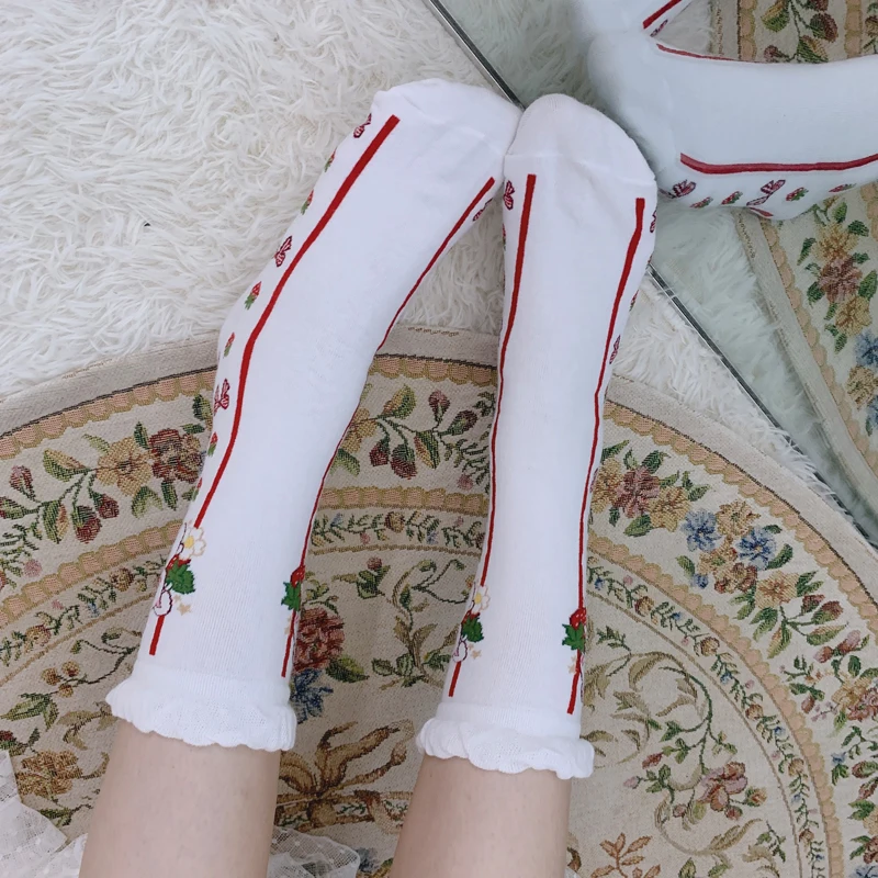 Осенние милые носки в стиле &quotЛолита&quot с принтом кролика клубники униформа JK