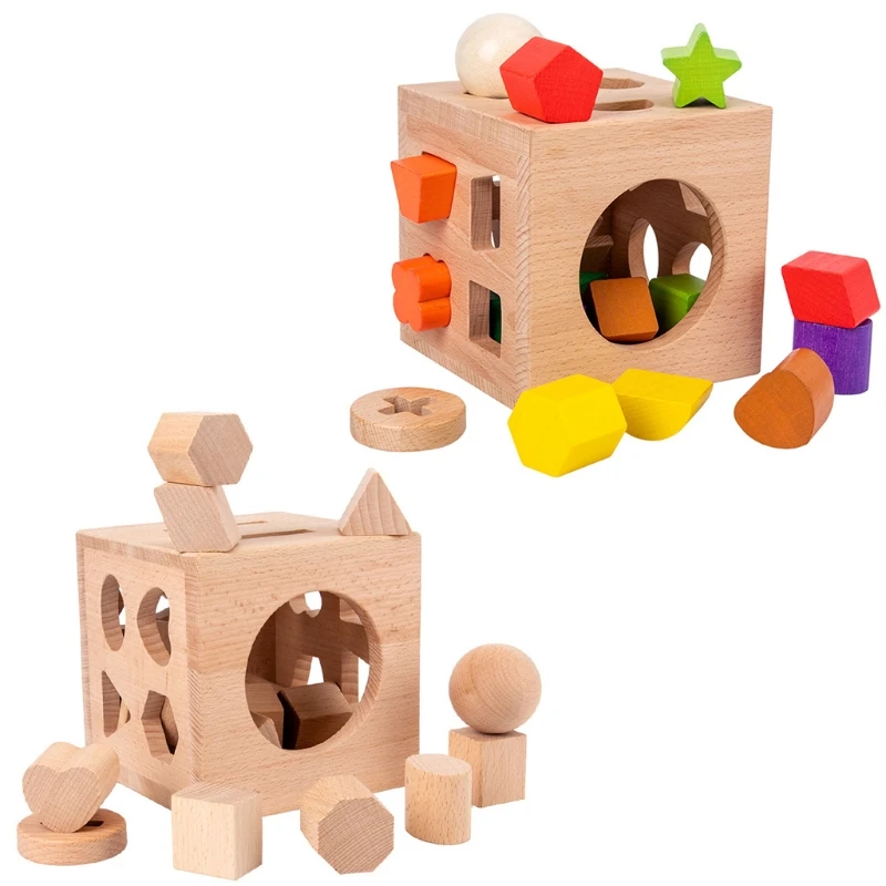 

17 отверстий деревянная форма сочетающая Сортировка когнитивный Интеллектуальный обучение детей раннее образование игрушки Дошкольный по...