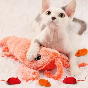 5pcs cat chew toys fluffy electric lobster fake mice pet bite toys catnip toys electric with usb fake prawn mouse toy for cat free global shipping