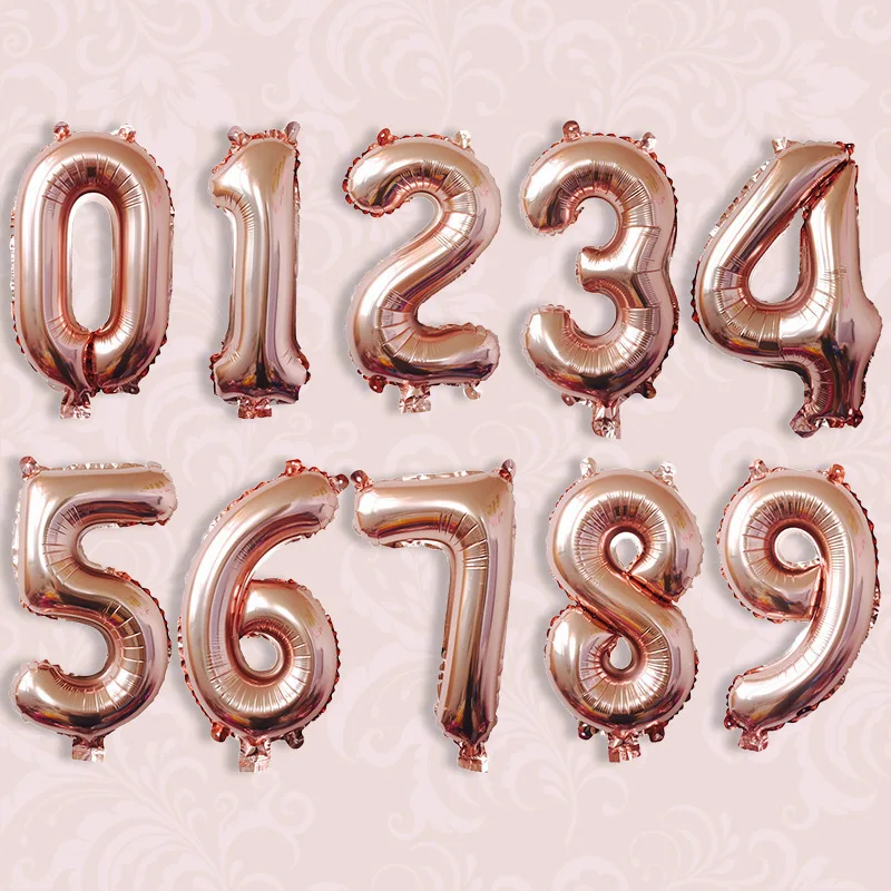 

32inch 40inch rose gold 0 1 2 3 4 5 6 7 8 9 number foil balloons wedding event christmas halloween festival birthday party
