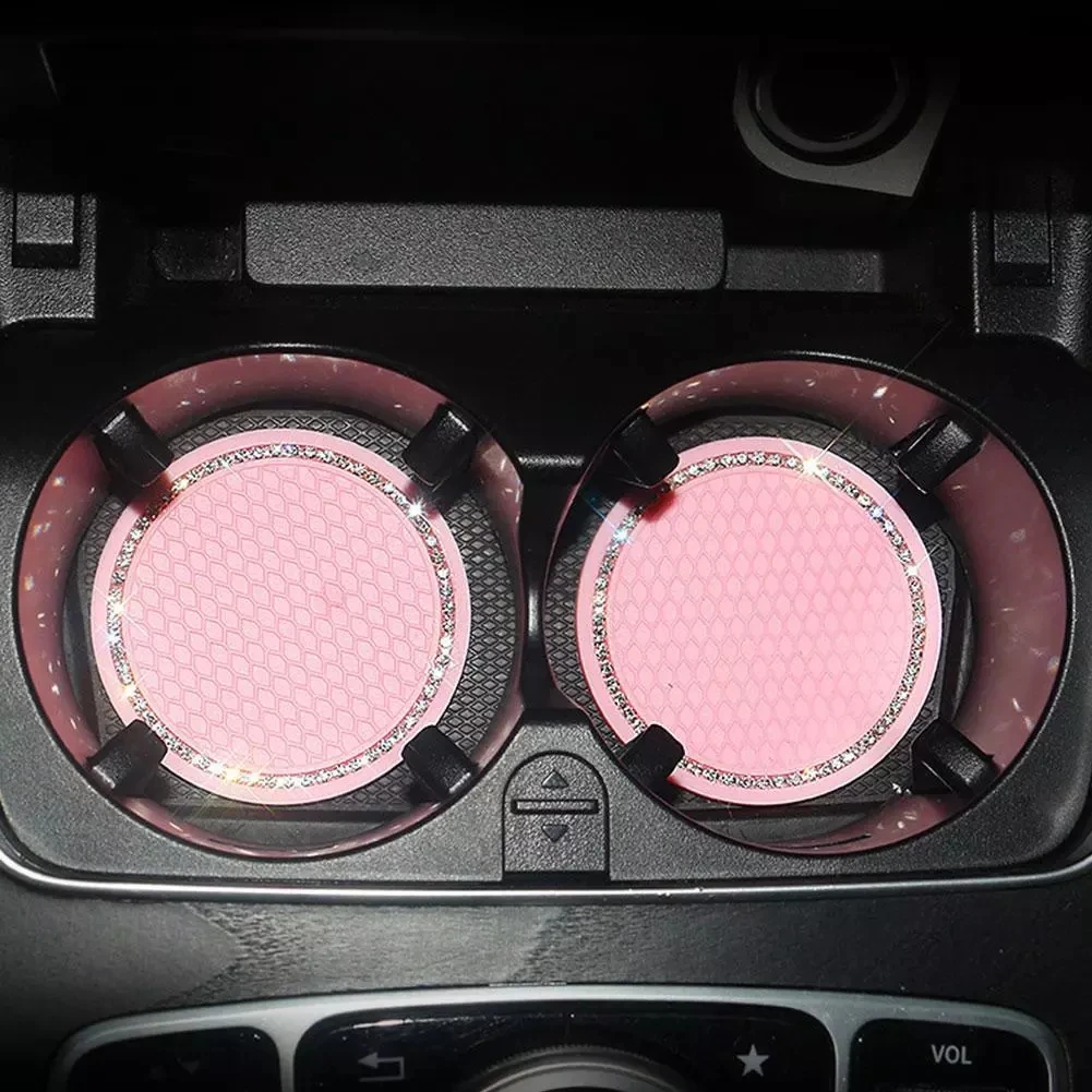 

Rhinestone Car Water Cup Bottle Holder Anti-slip Mat Pad Silica Gel Non-slip Car Mat for Mini Cooper for Alfa Romeo Car Interior