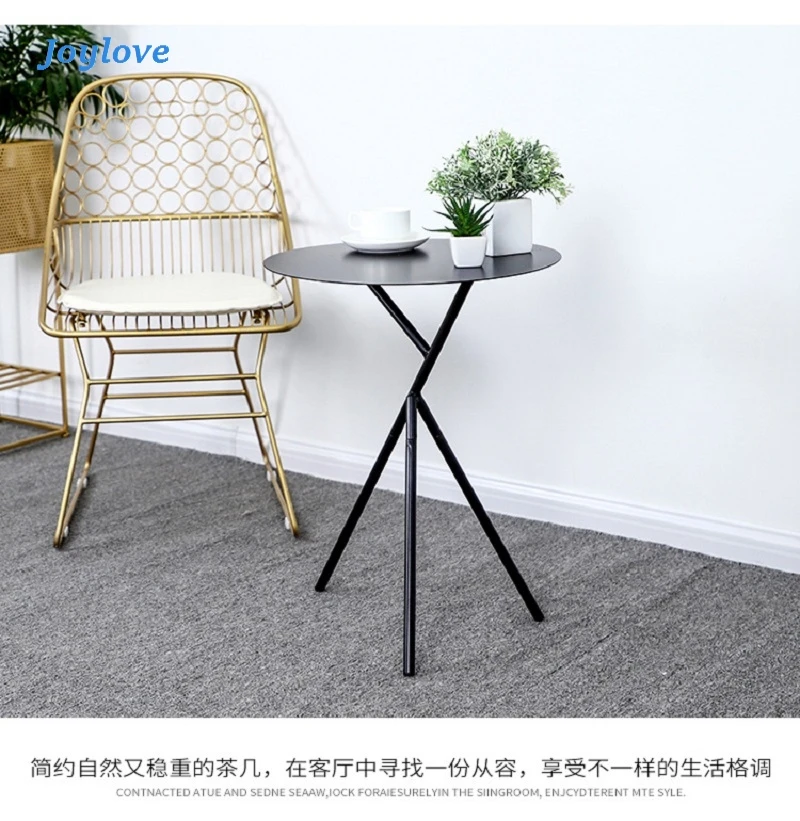 

JOYLOVE Nordic Wrought Iron Coffee Table Creative Small Apartment Home Balcony Round Table Home Living Room Sofa Corner