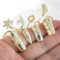korean fashion personality fashion creative opening ring womens temperament diamond studded nail cover jewelry wholesale