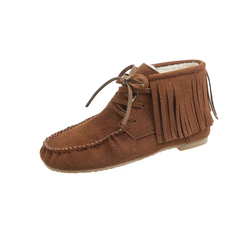 

Женские ботинки с бахромой, зимняя теплая обувь, высокие кроссовки до щиколотки, новинка 2021, зимние ботинки на меху Velvt для женщин, повседнев...