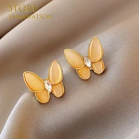 2022 new fashion butterfly gold color earrings for women golden color hoop wedding earrings jewelry korean temperament gift