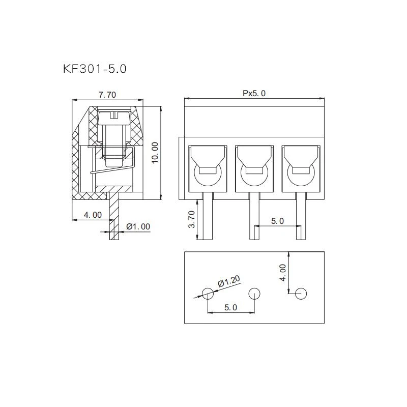 10 шт./лот KF300 2Pin 3pin 5 мм шаг PCB винтовая Клеммная колодка разъемы 250 В 16A 14-22AWG |