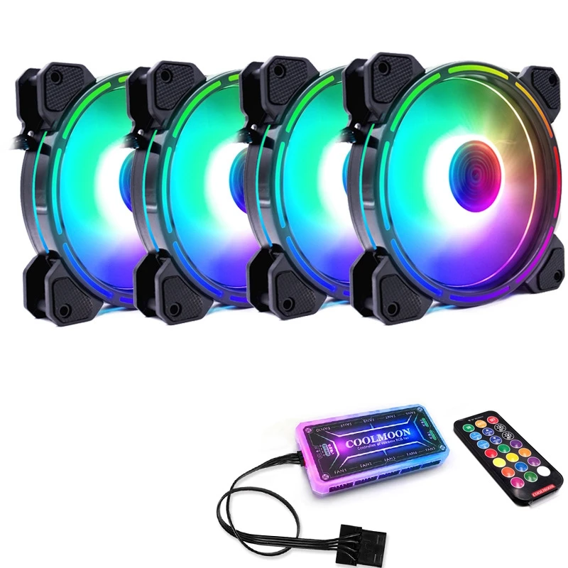 COOLMOON F GL2 чехол для компьютера PC охлаждающий вентилятор RGB Настройка 120 мм тихий +