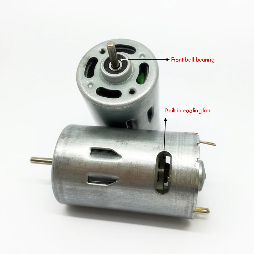 555 углеродный щеточный двигатель постоянного тока с передним шарикоподшипником