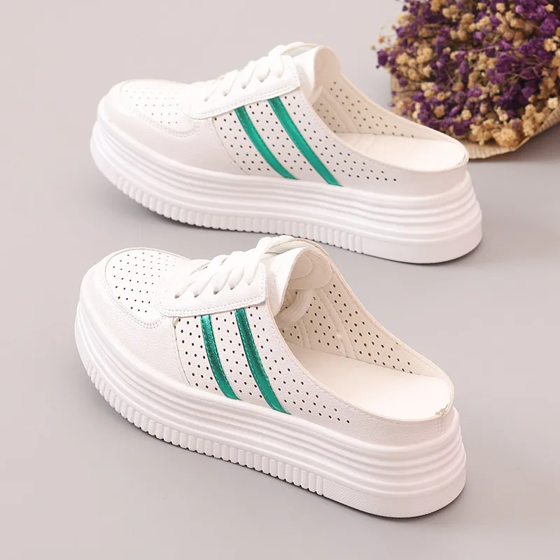 Туфли женские кожаные сандалии лоферы мягкая обувь на платформе без каблука Мокасины летняя для