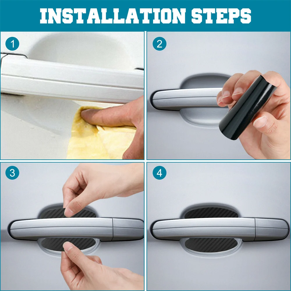 4 шт. наклейка на дверную ручку автомобиля защитные пленки из углеродного волокна