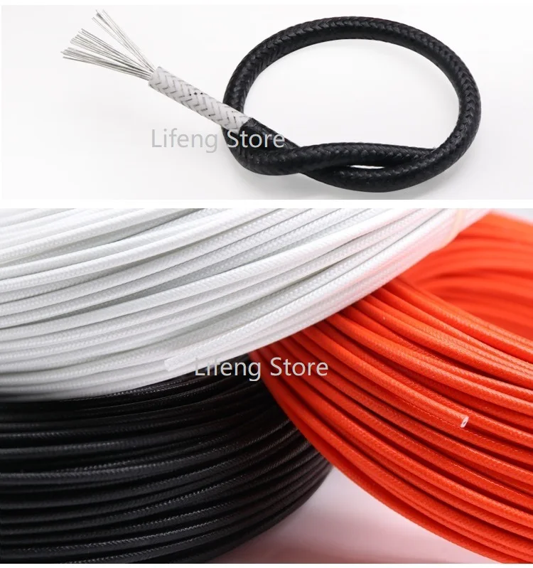 

Fiber Braided Silicone Rubber Wire Square 2.5mm Insulated Electric Heating Hotline Cable Copper High Temperature Carbon Warm