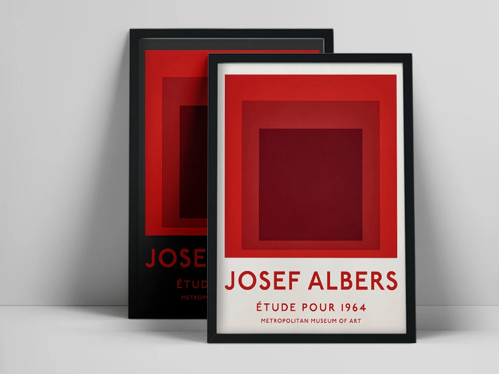 

Josef Albers Exhibition Poster Vintage Unique Geometric Abstract Canvas Painting Prints Wall Pictures Modern Mid Century Gallery