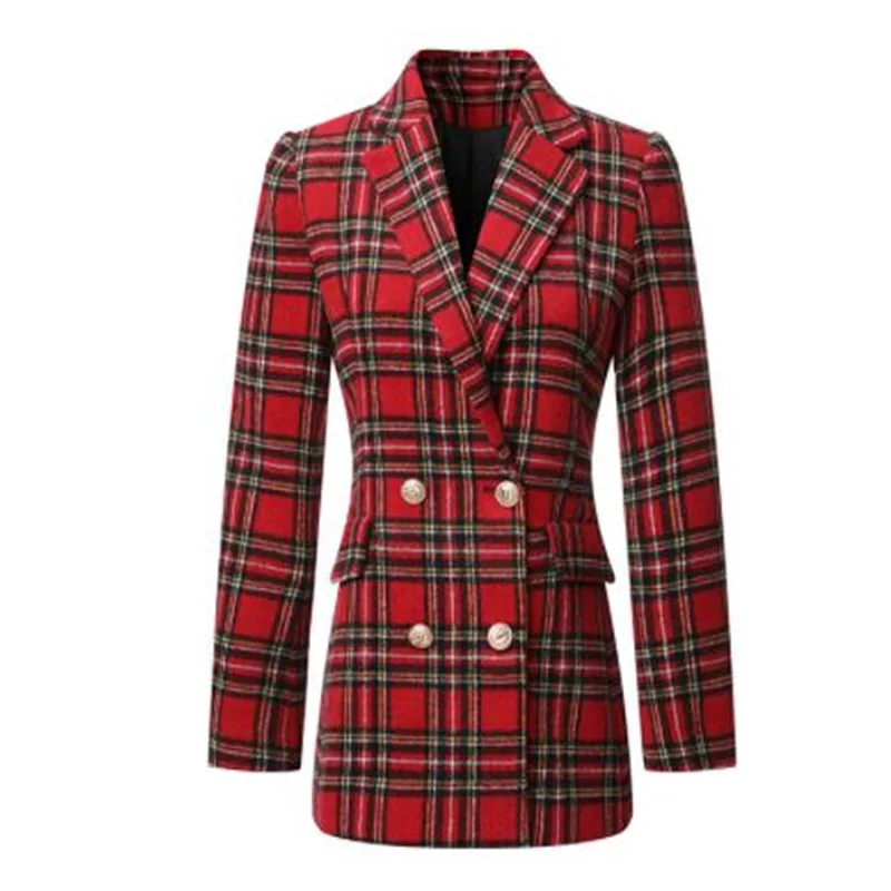 New style suits womens blazers plaid jacket street European and American collage cotton clothes пальто женское блейзер женский