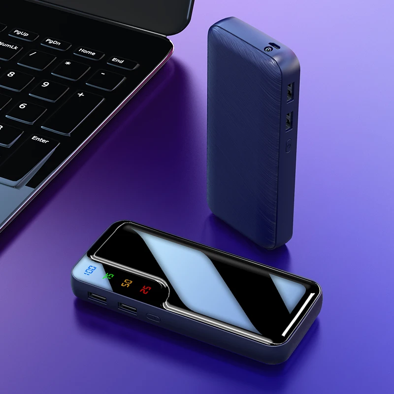 Горячая mi ni power Bank 10000mAh power bank зарядное устройство с двумя usb-портами Внешняя батарея Poverbank портативный для iPhone 7 8 x Xiaomi mi светодиодный - Цвет: Синий
