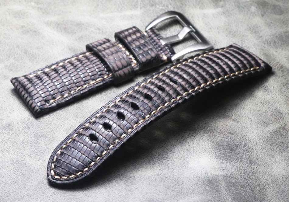 Ремешок ручной работы 24 мм для часов Высококачественный Браслет Из Кожи Ящерицы