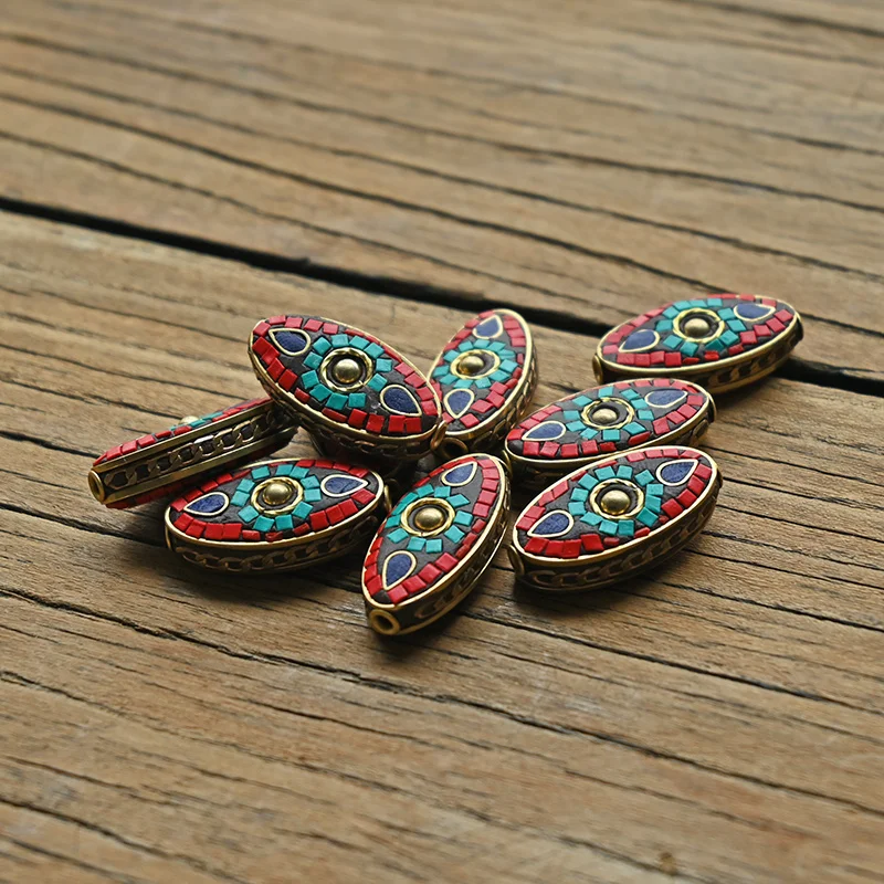 TZ-D01 овальный глаз в стиле ретро Непал бусы ручной работы красный коралл