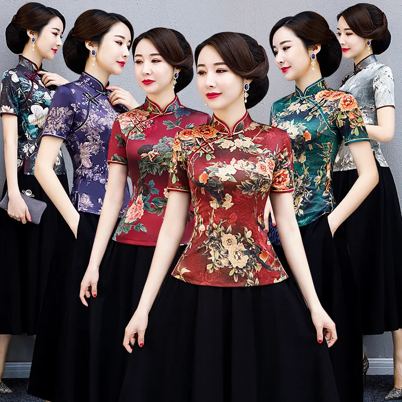Китайский стиль Ципао шелковые топы женское улучшенное модное Платье средней