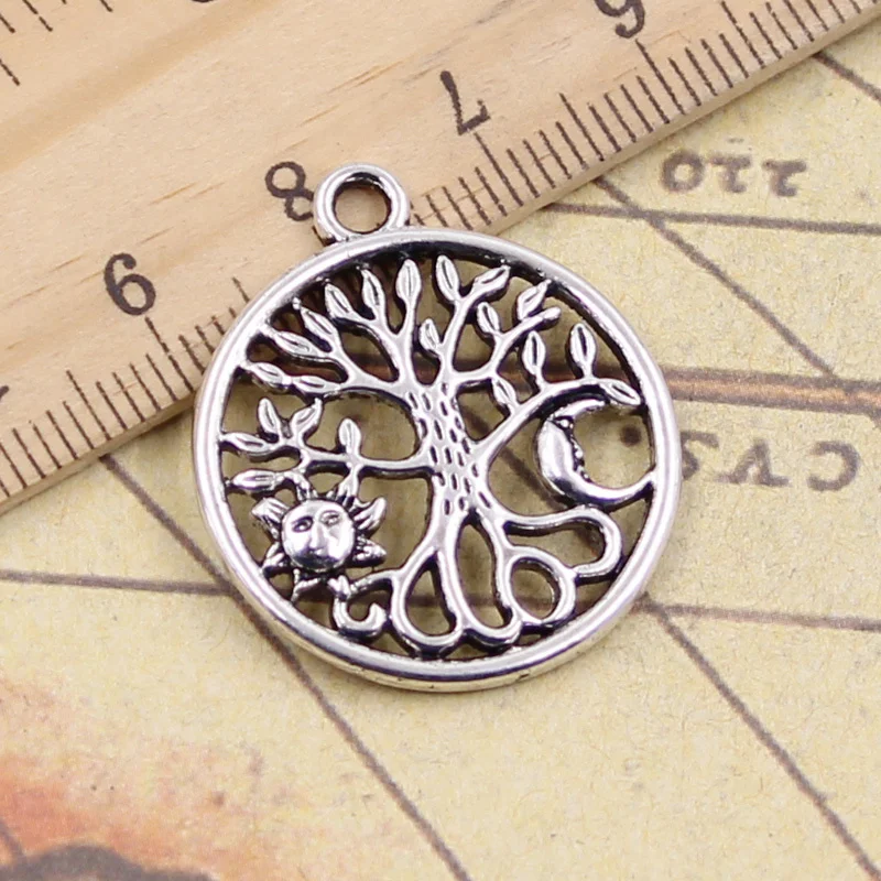 

10pcs Charms Tree Of Life Norse Viking Sun Moon 29x25mm Antique Silver Pendants Making DIY Handmade Tibetan Finding Jewelry