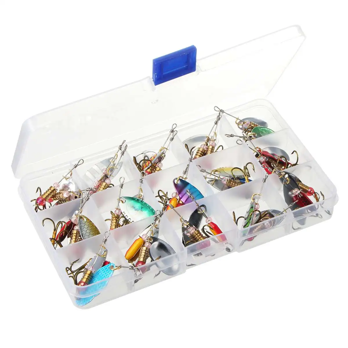 

30pcs/lot Colorful Tront Spoon Metal Fishing Lure Spinner Bait Bass Tackle With Box