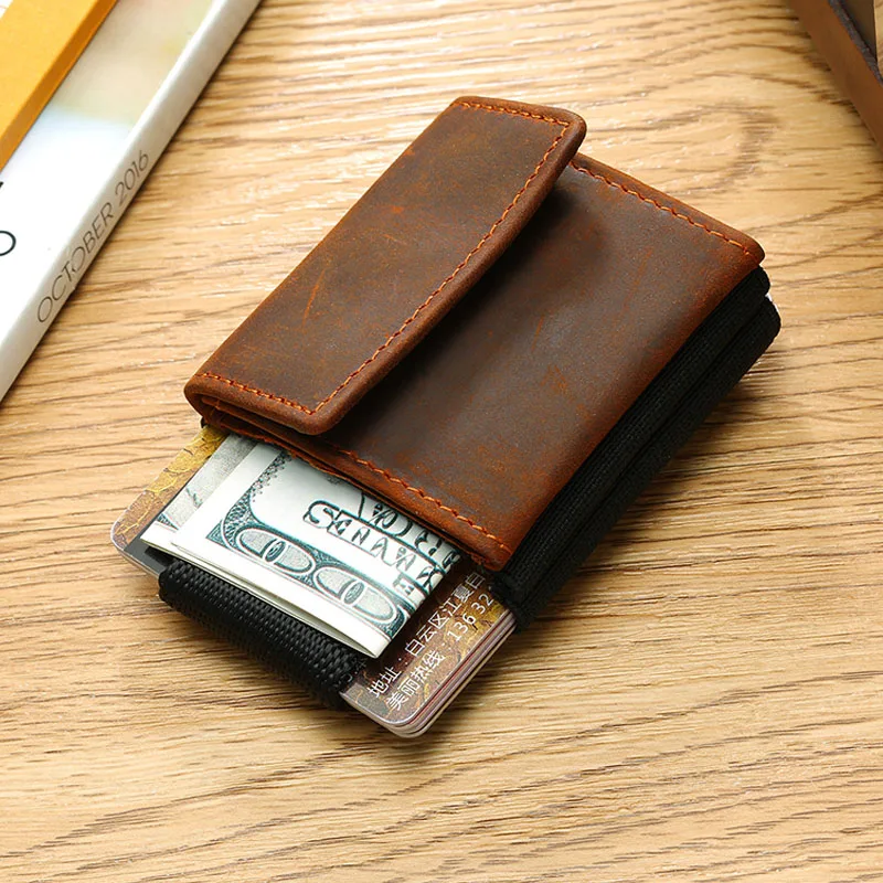 Мужской Тонкий минималистичный кошелек из натуральной кожи держатель для