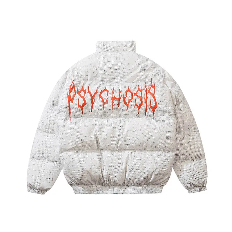 Мужской пуховик с хлопковой подкладкой теплый в стиле харакудзю принтом