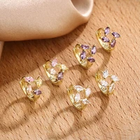 cz flower stud drop earrings for women girls hot sweet ins elegant zircon dangle gold color charm party smart jewelry accessory