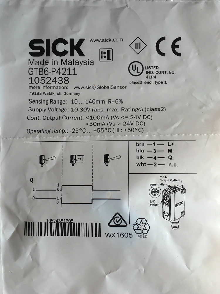 Фотоэлектрический переключатель SICK, GTB6-P4211 GTB6-P4212 GTB6-N4211 Фотоэлектрический переключатель SICK, GTB6-P4211 GTB6-P4212 GTB6-N4211