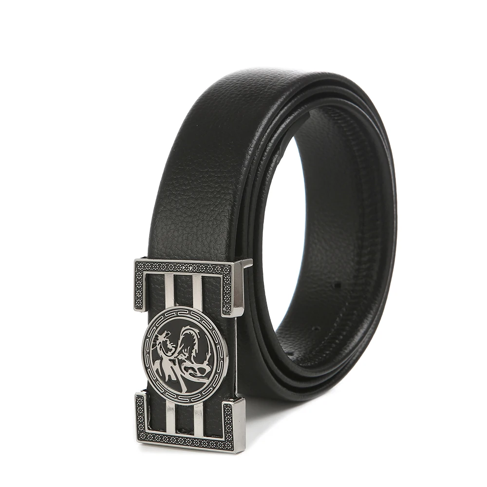 

KDG western cowboy zinc alloy traditional dragon belt buckle PU leather belt with jeans