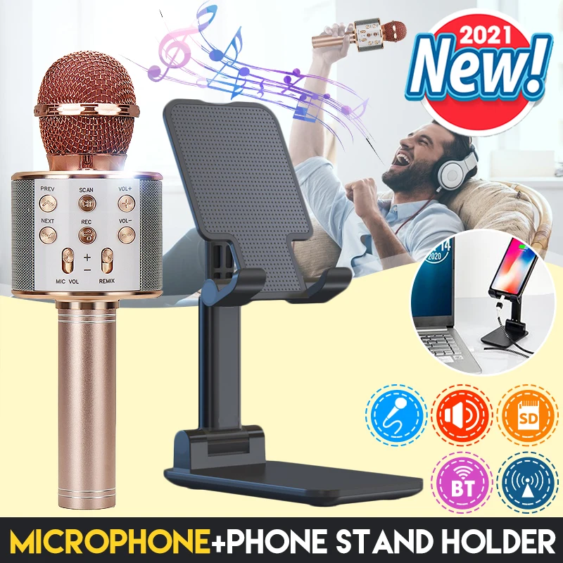 

Микрофон для караоке, bluetooth, беспроводной микрофон, профессиональный динамик, портативный плеер для вокала, микрофон с рекордером, рождеств...
