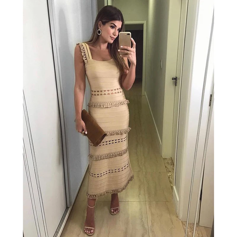 Женское жаккардовое облегающее платье оранжевое бежевое черное Русалка на