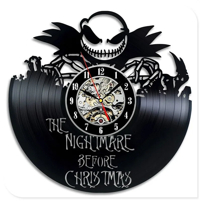 Хэллоуин Skellington черный виниловый CD 3D настенные часы Ночная кобыла перед рождественские украшения для поделок для дома - Цвет: 11