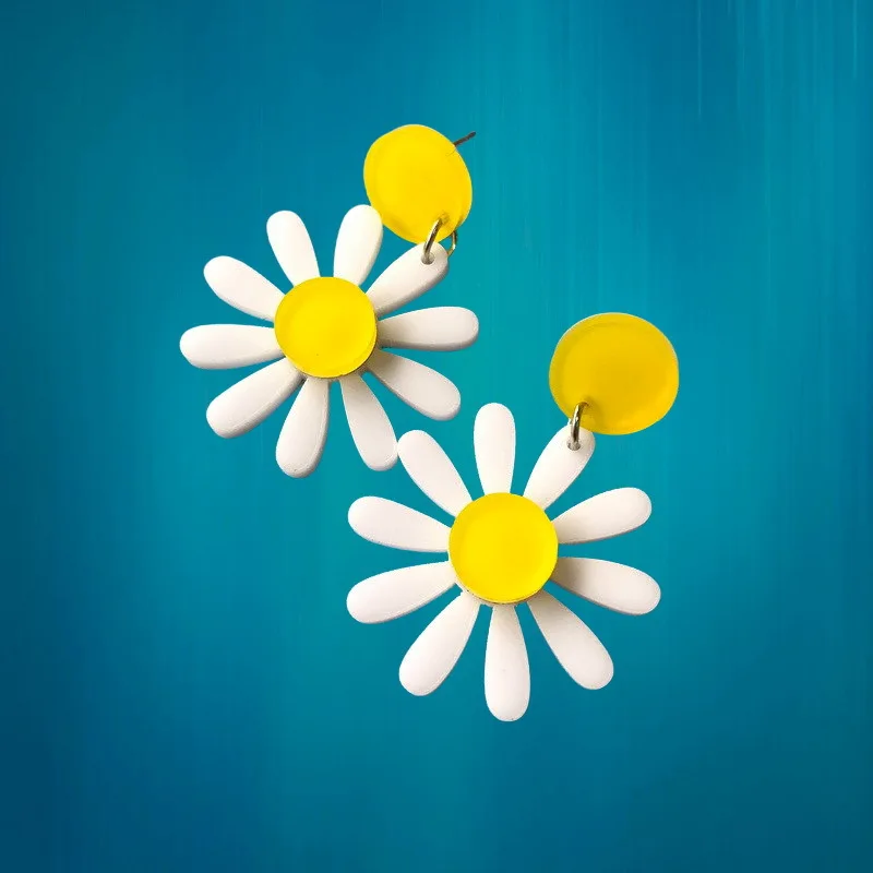 

You Can Customize Any Color and Content Acrylic Jewelry Cute Daisy Drop Earrings for Girls Womens Trendy Accessories