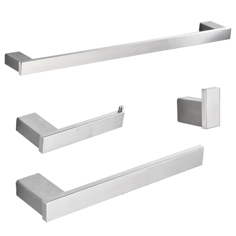 4 piece Bathroom Set Набор оборудования для ванной комнаты, никель, крючок для халата, полотенцесушитель, вешалка для полотенец, башня, барная полка, держатель для бумажной ткани, аксессуары для ванной комнаты, настенное крепление - Цвет: 4 piece Bathroom Set