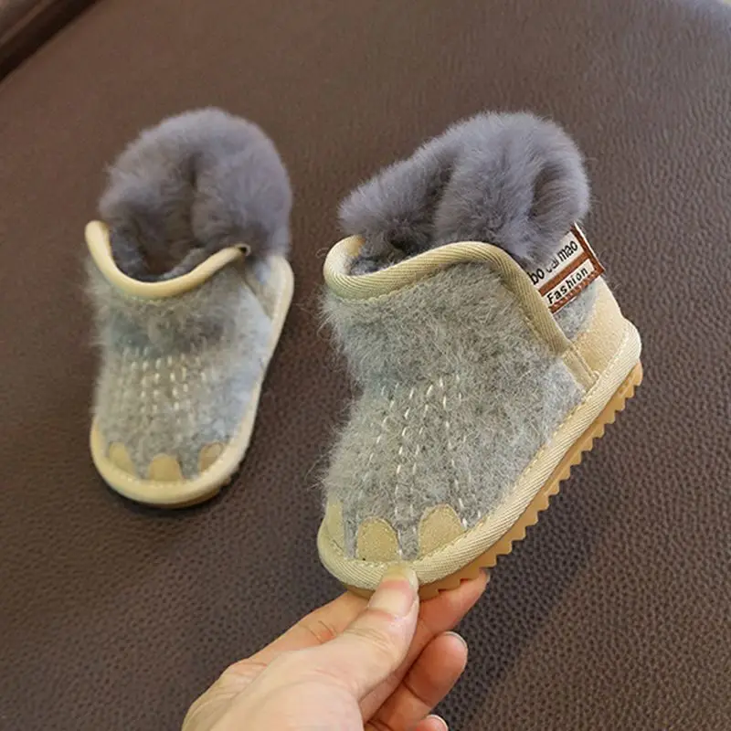 Детские зимние теплые ботинки 11 5 18 см утепленные плюшевые меховые ботильоны для