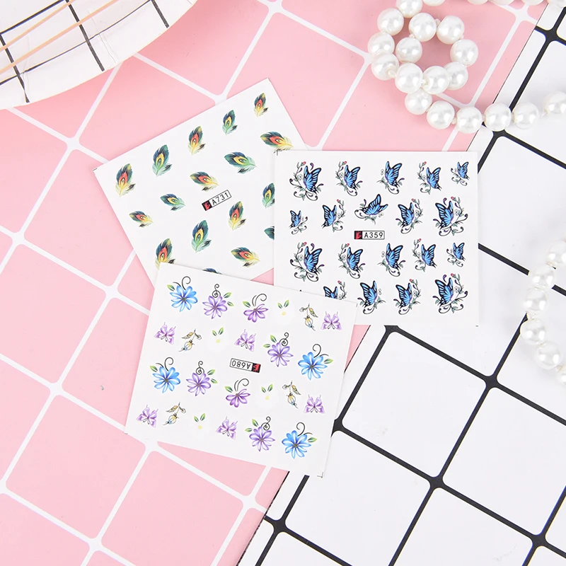 

50Pcs/pack Butterfly Flower Floral Water Decals Nail Art Water Decals Transfer Stickers Decoration Tips Water Decal stickers