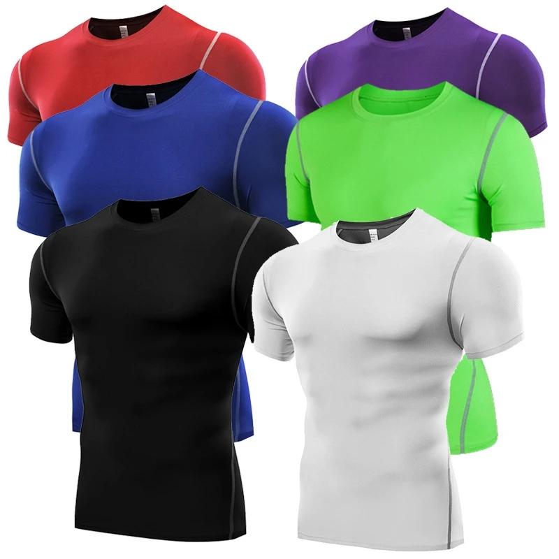 

Dry Fast Breathable Stretchy Men Gym T-shirt Sports Basketball Tights Train Undershirt Singlet Short Sleeve Man Work Out T Shirt