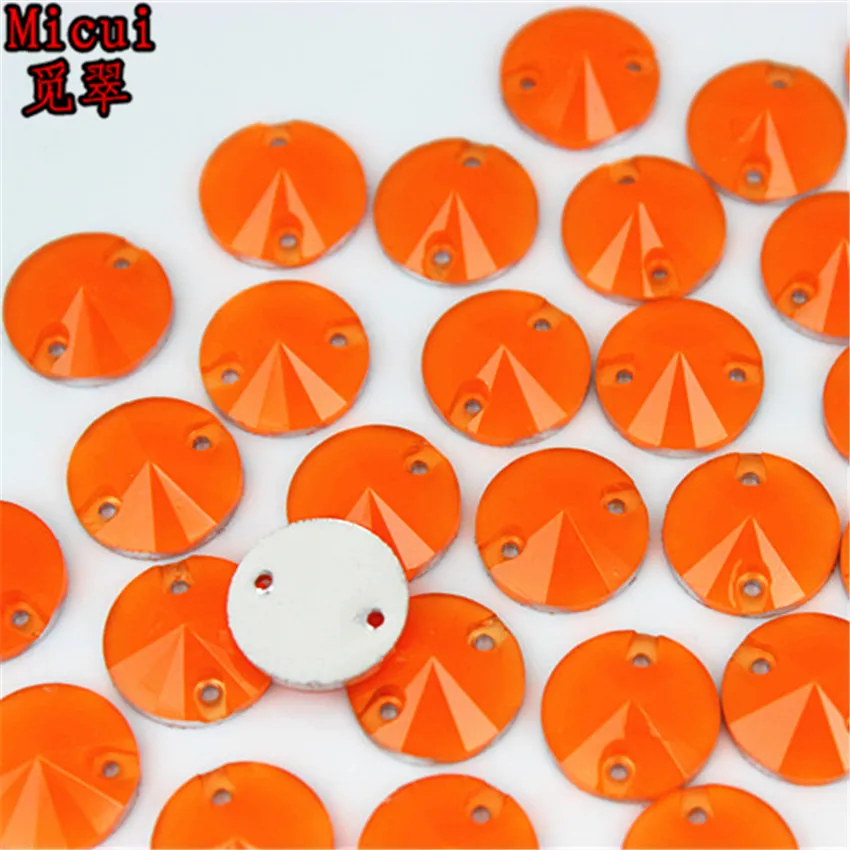 Micui 100 шт. 12 мм AB цветные круглые стразы из смолы с плоским основанием для шитья