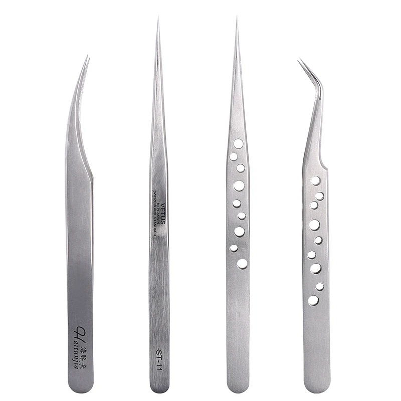 

Stainless Steel Stright Curved Eyebrow Tweezers Nippers Eyelash Clip Nail Art Tweezers Makeup Picking Tools D206